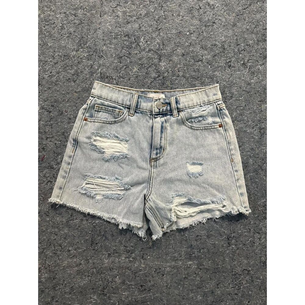 Cello Women’s Distressed High Rise Denim Shorts – Size XS